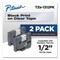 Brother P-Touch Tze Standard Adhesive 0.47 in. x 26.2 ft. Laminated Labeling Tapes - Black On Clear (2/Pack)
